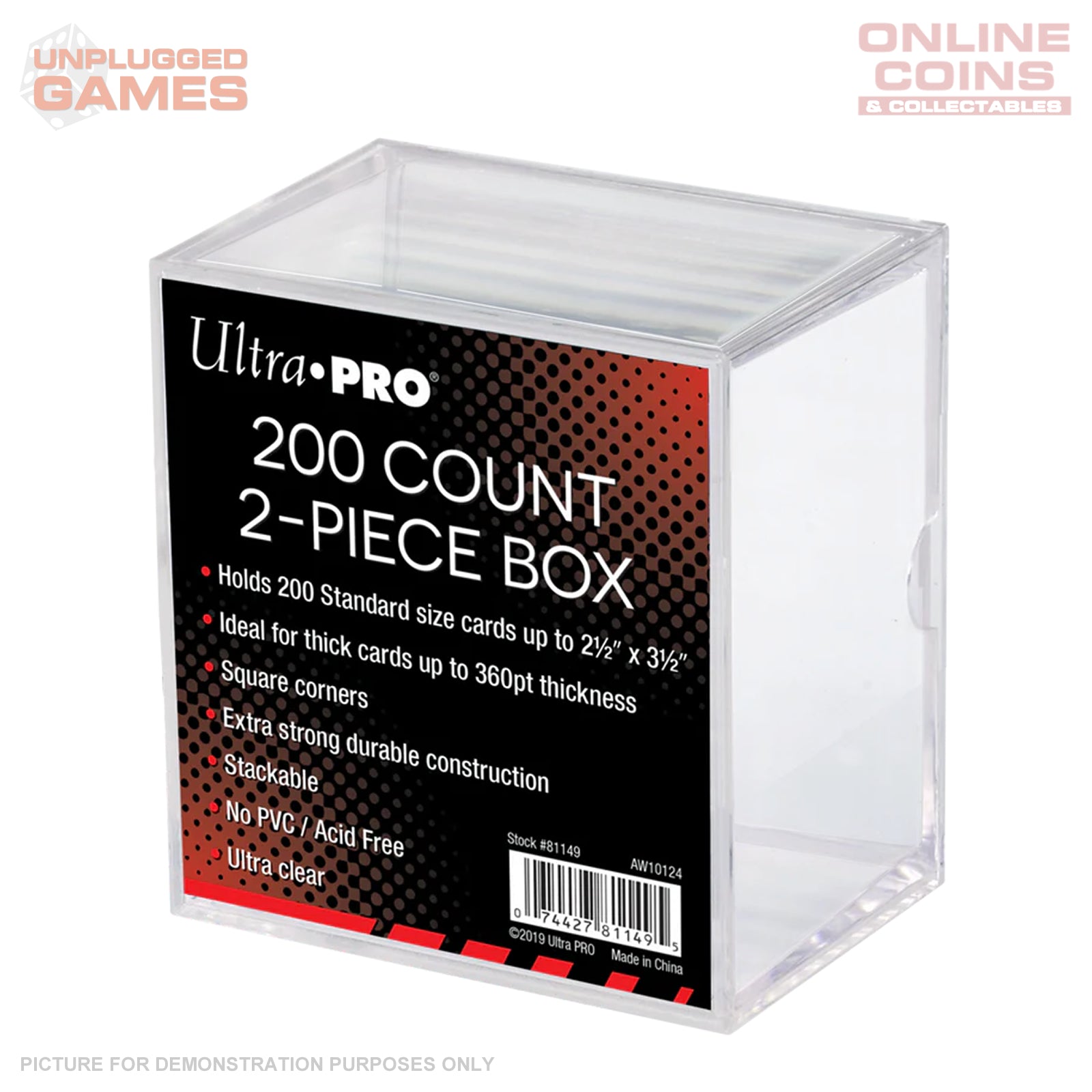 Ultra Pro 200 Count 2-Piece Clear Card Storage Box